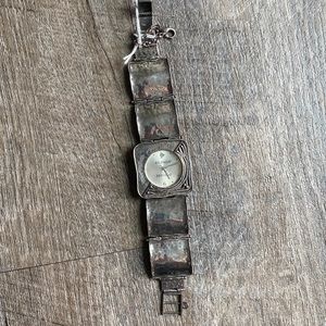 Silpada watch sterling silver hammered square link 7”